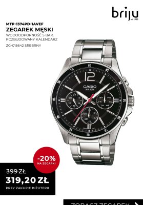 Zegarek męski CASIO MTP-1374PD-1AVEF srebrny promocja w Briju
