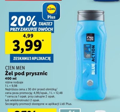 Żel pod prysznic blue action Cien men promocja