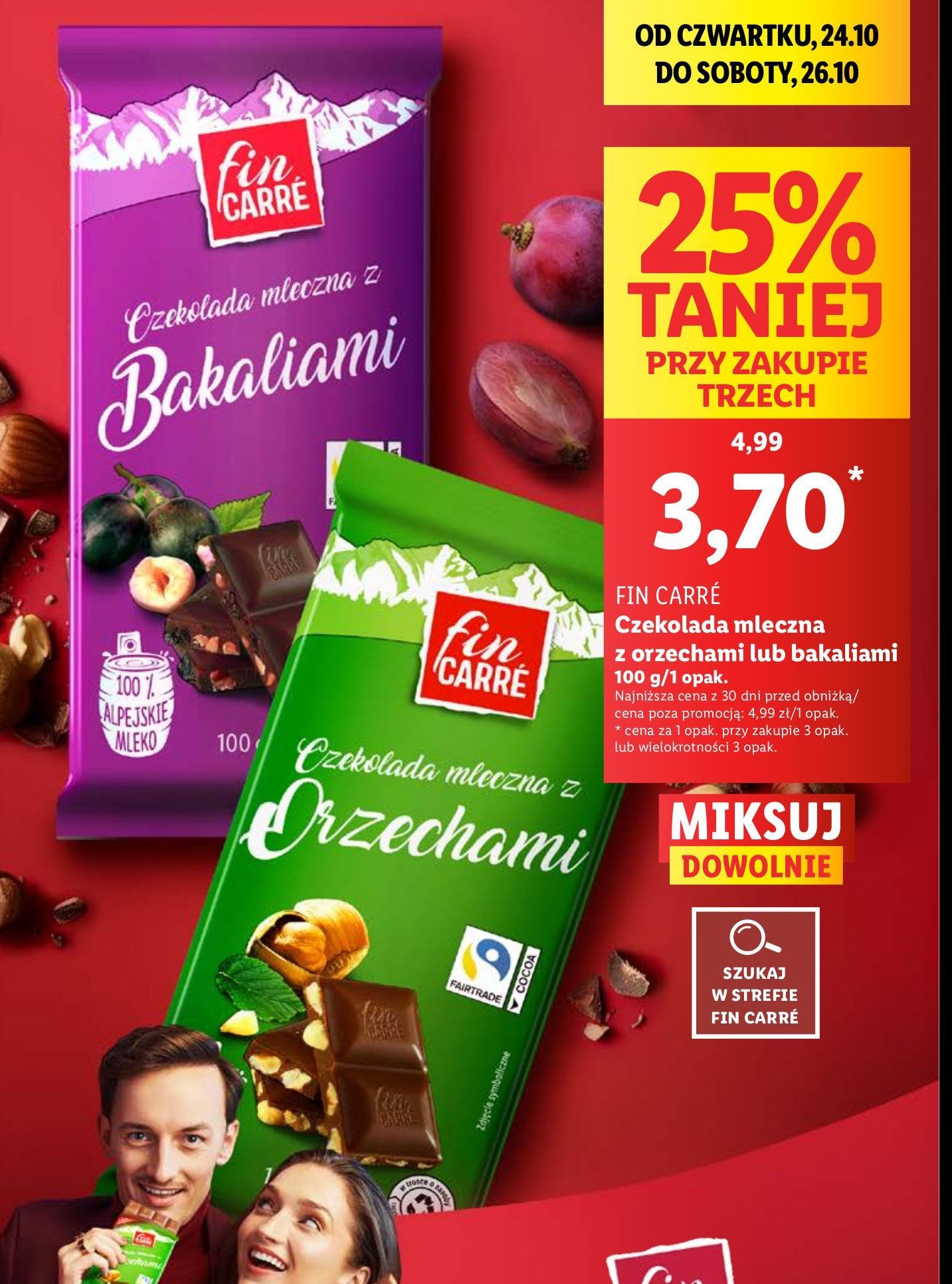 Czekolada mleczna z bakaliami Fin carre promocja