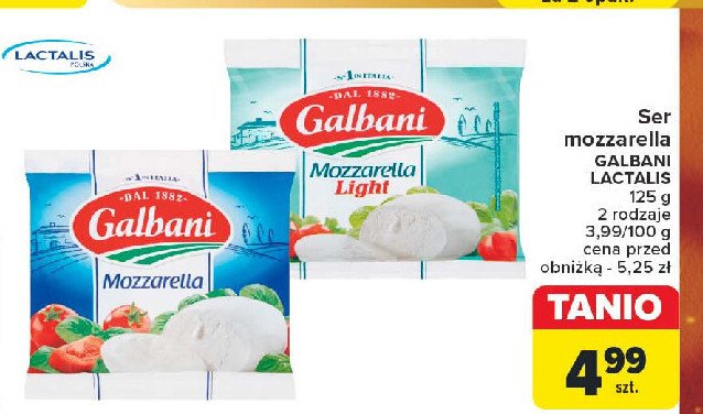 Ser mozzarella light Galbani promocja w Carrefour Market