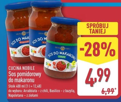 Sos pomidorowy do makaronu Basilico promocja w Aldi