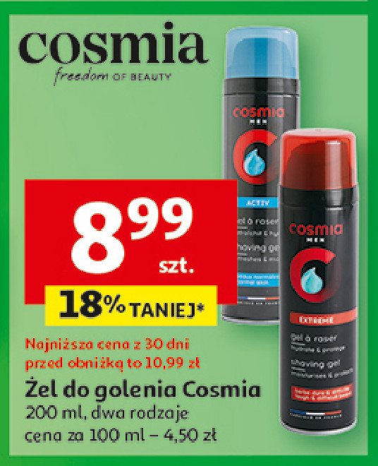 Żel do golenia activ Cosmia men promocja