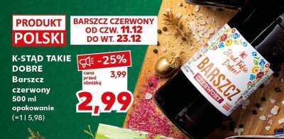Barszcz czerwony K-STAD TAKIE DOBRE 500 ml promocja w Kaufland