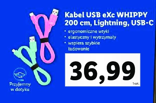 Kabel usb-typ c whippy 2 m różowy Exc promocja
