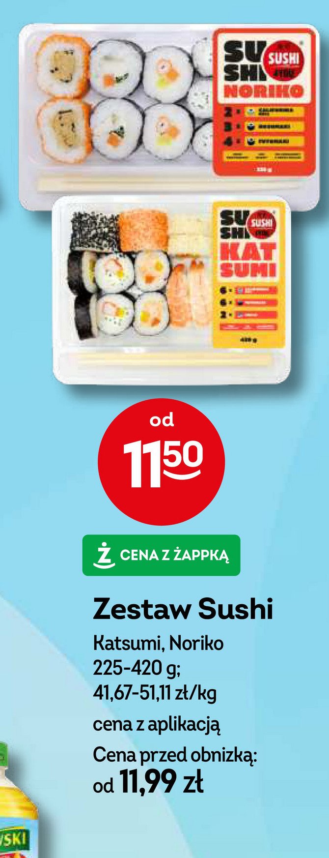 Sushi noriko Sushi 4you promocja w Żabka