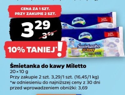 Śmietanka do kawy Miletto promocja w Netto