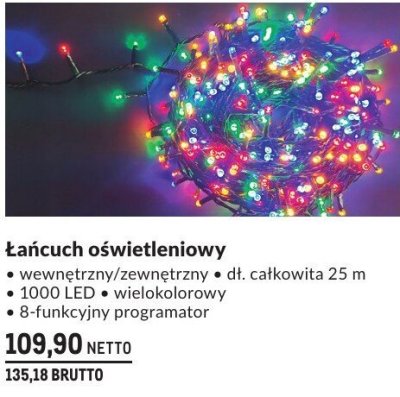 Łańcuch oświetleniowy wewnętrzny/zewnętrzny 25 m 1000 LED promocja w Makro