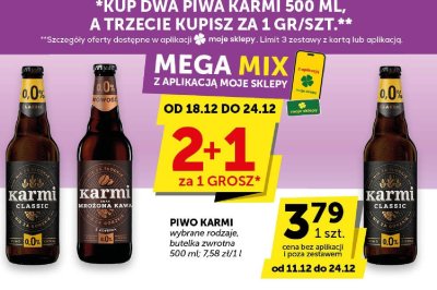 Piwo Karmi wybrane rodzaje, butelka zwrotna 500 ml promocja w ABC