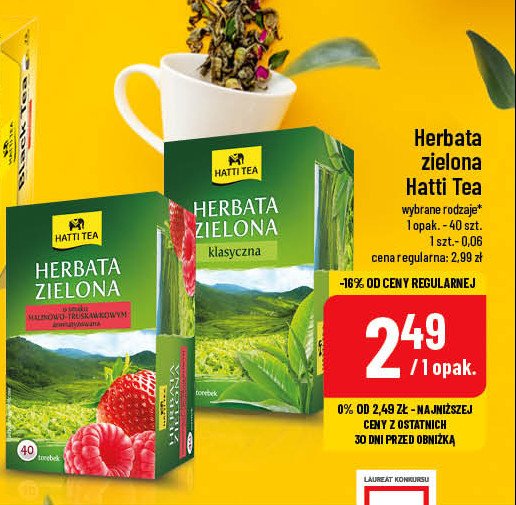 Herbata zielona malina truskawka Hatti tea promocja
