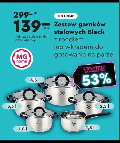 Komplet garnków black Mg home promocja