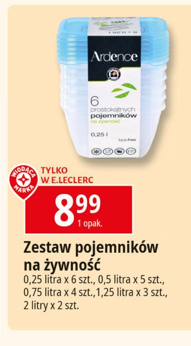 Pojemniki prostok膮tne 1.25 l Wiod膮ca marka ardence promocja