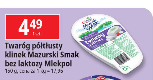 Twaróg półtłusty bez laktozy Mlekpol mazurski smak promocja