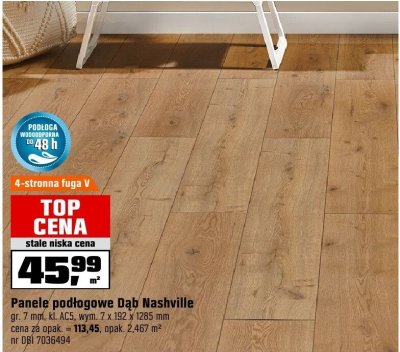 Panele podłogowe Dąb Nashville gr. 7 mm, kl. AC5, wym. 7 x 192 x 1285 mm promocja w OBI