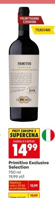 Wino czerwone Primitivo Exclusive Selection promocja w Biedronka
