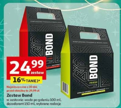 Zestaw Bond kawa w zestawie: woda po goleniu 100 ml, dezodorant 150 ml, wybrane rodzaje promocja w Auchan