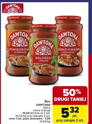 Sos DAWTONA pomidorowy, boloński, słodko-kwaśny różne rodzaje 500g promocja w Carrefour Market