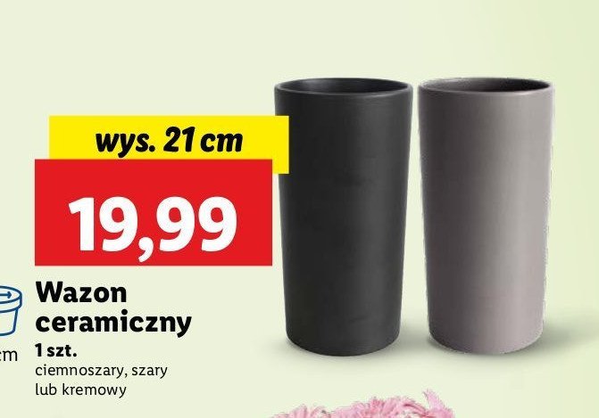 Wazon ceramiczny 21 cm szary promocja w Lidl