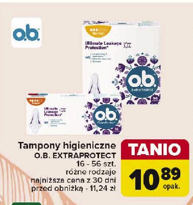 Tampony super O.b. extra protect promocja w Carrefour