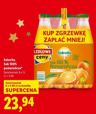 Sok 100% pomarańcza 6-pak promocja w Lidl