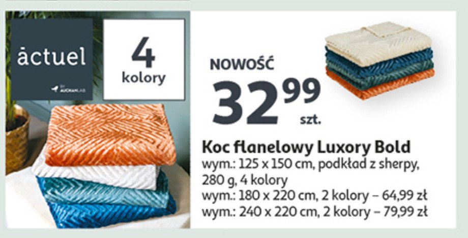 Koc flanelowy luxory bold 180 x 220 cm Actuel promocja