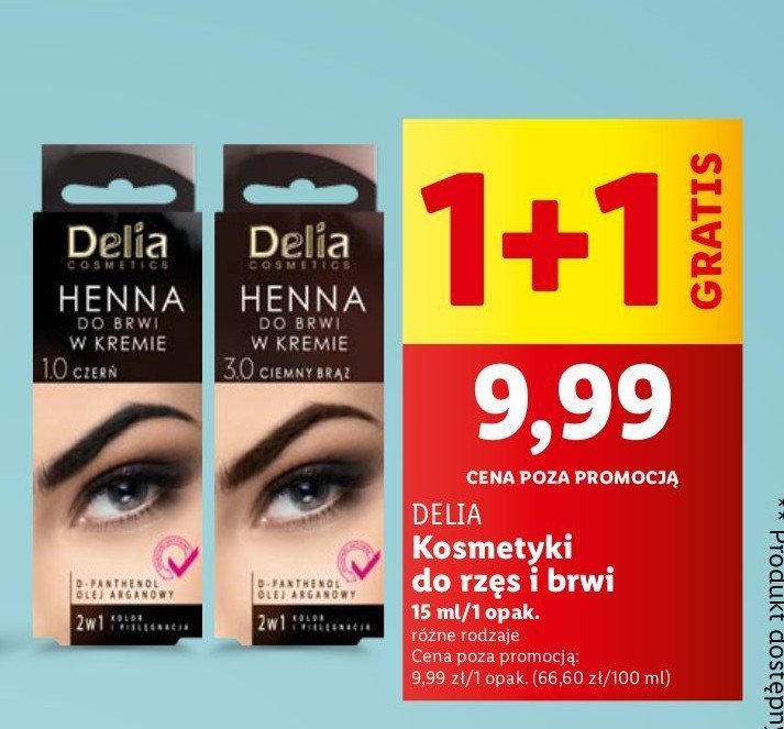 Henna do brwi 1.0 czarna Delia henna żelowa promocja