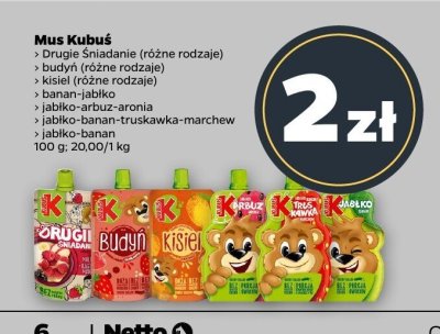 Mus jabłko-banan-truskawka-marchew promocja w Netto