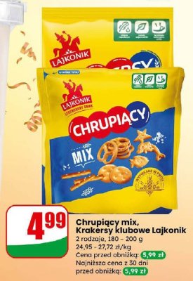 Krakersy Chrupiący mix klubowe 2 rodzaje promocja w Dino