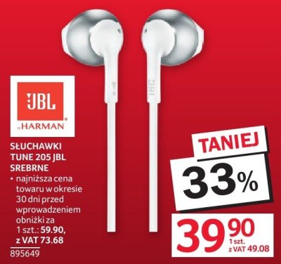 Słuchawki TUNE 205 JBL srebrne HARMAN promocja w Selgros
