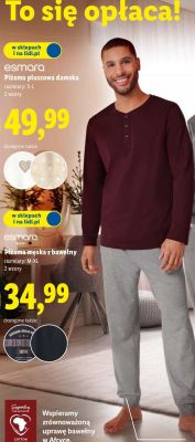Piżama męska z bawełny rozmiary M-XL  promocja w Lidl