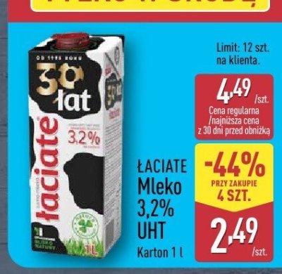 Mleko 3,2% UHT promocja w Aldi
