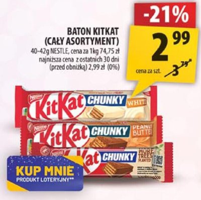 Baton KitKat (cały asortyment) promocja w Arhelan