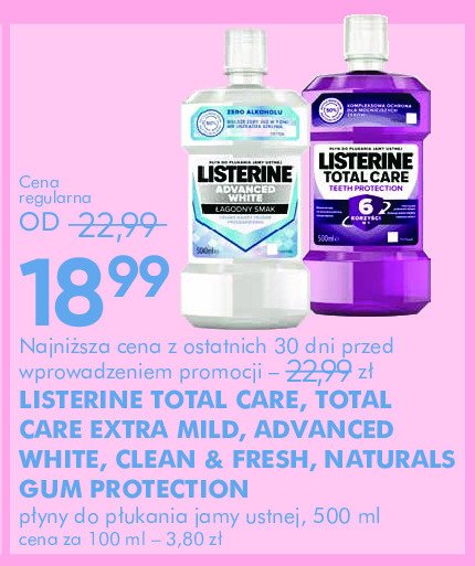 Płyn do płukania ust mild mint LISTERINE NATURALS GUM PROTECTION promocja