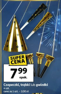 Czapeczki, trąbki lub gwizdki 4 szt. promocja w Auchan