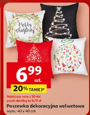 Poszewka dekoracyjna welwetowa wym. 40 x 40 cm promocja w Auchan