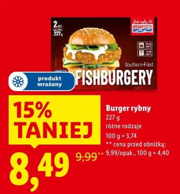 Burger rybny Southern-Fried Fishburgery promocja w Lidl