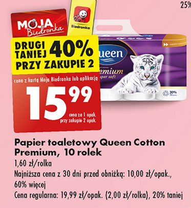 Papier toaletowy super soft Queen premium promocja w Biedronka