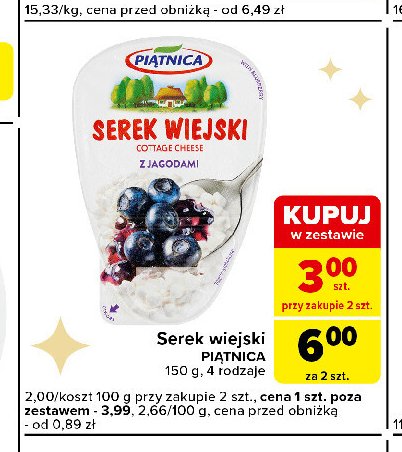 Serek wiejski z jagodami Piątnica serek wiejski promocja