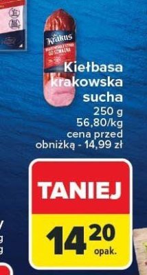 Kiełbasa krakowska sucha 50 g Krakus promocja w Carrefour