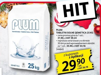 Sól tabletki solne Plum Qemetica 25 kg promocja w Selgros