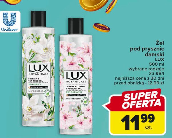 Żel pod prysznic cherry blossom & apricot oil Lux botanicals promocja w Carrefour Market