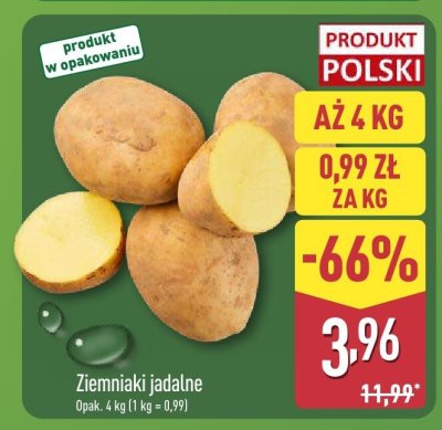 Ziemniaki jadalne 4 kg promocja w Aldi