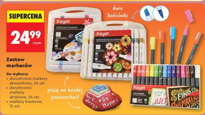Zestaw markerów Kayet dwustronne markery akrylowe 24 szt. promocja w Biedronka