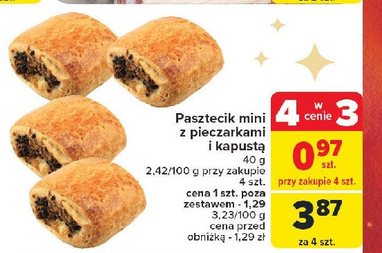 Pasztecik z kapustą i pieczarkami promocja w Carrefour Market