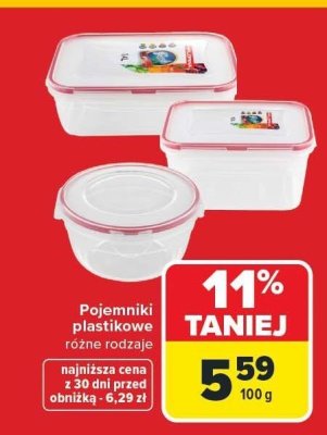 Pojemniki plastikowe różne rodzaje promocja w Carrefour
