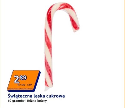 Świąteczna laska cukrowa 60 gramów różne kolory promocja w Action