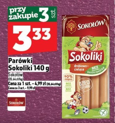 Parówki Sokołów Sokołiki 140 g promocja w TOPAZ