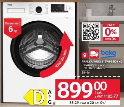 Pralka BEKO WUE6512WPBSE 6 KG promocja w Selgros