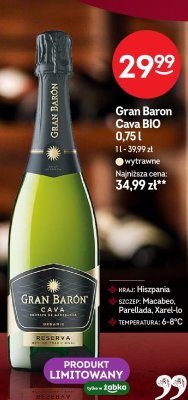 Gran Baron Cava BIO wino musujące 0,75l promocja w Żabka