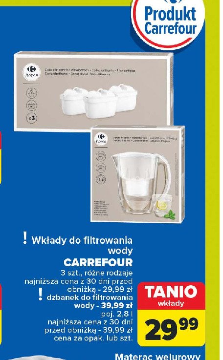 Wkłady do filtrowania wody Carrefour promocja w Carrefour