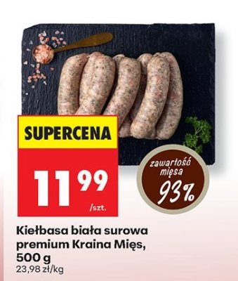 Kiełbasa biała surowa premium, 500 g promocja w Biedronka